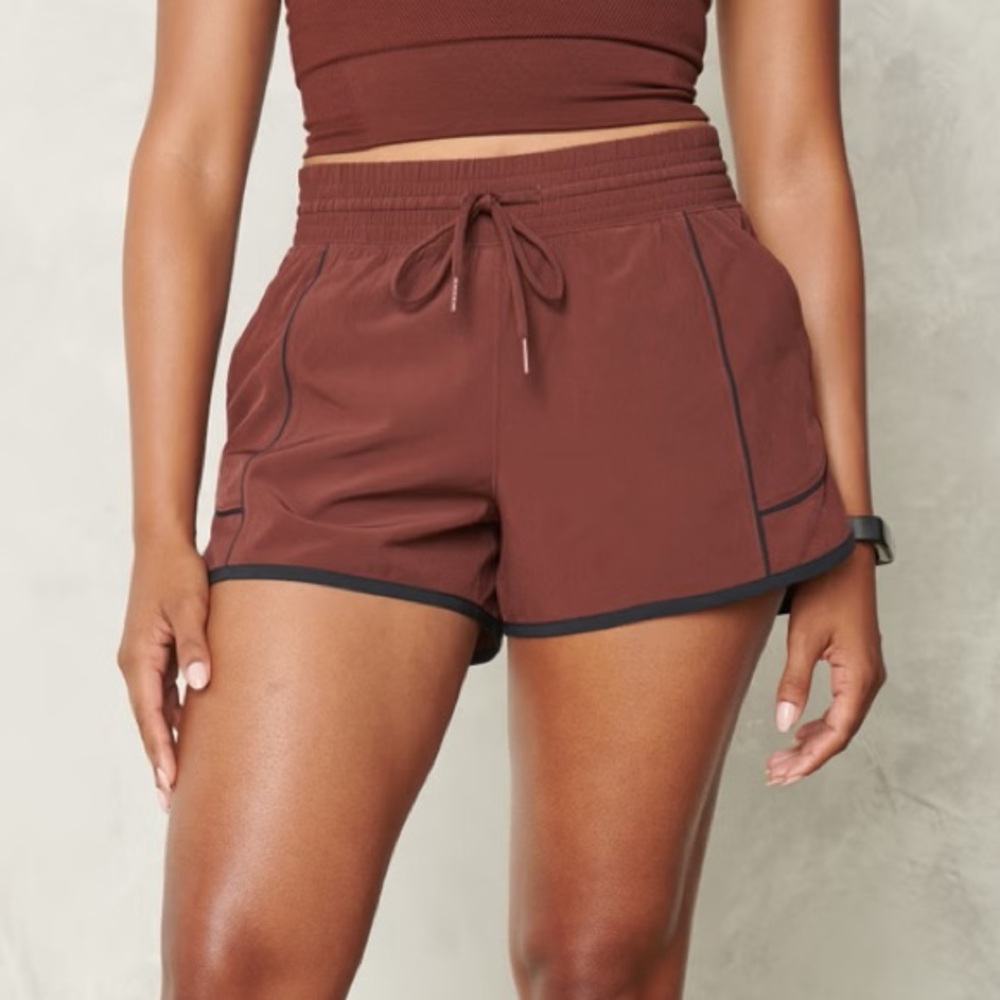 NEW | Abercrombie YPB motionTEK High Rise Lined Workout Short | Size L | Brown